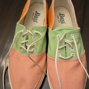 Bass Women's Canvas Oxford Shoes in Orange, Green, and Pink